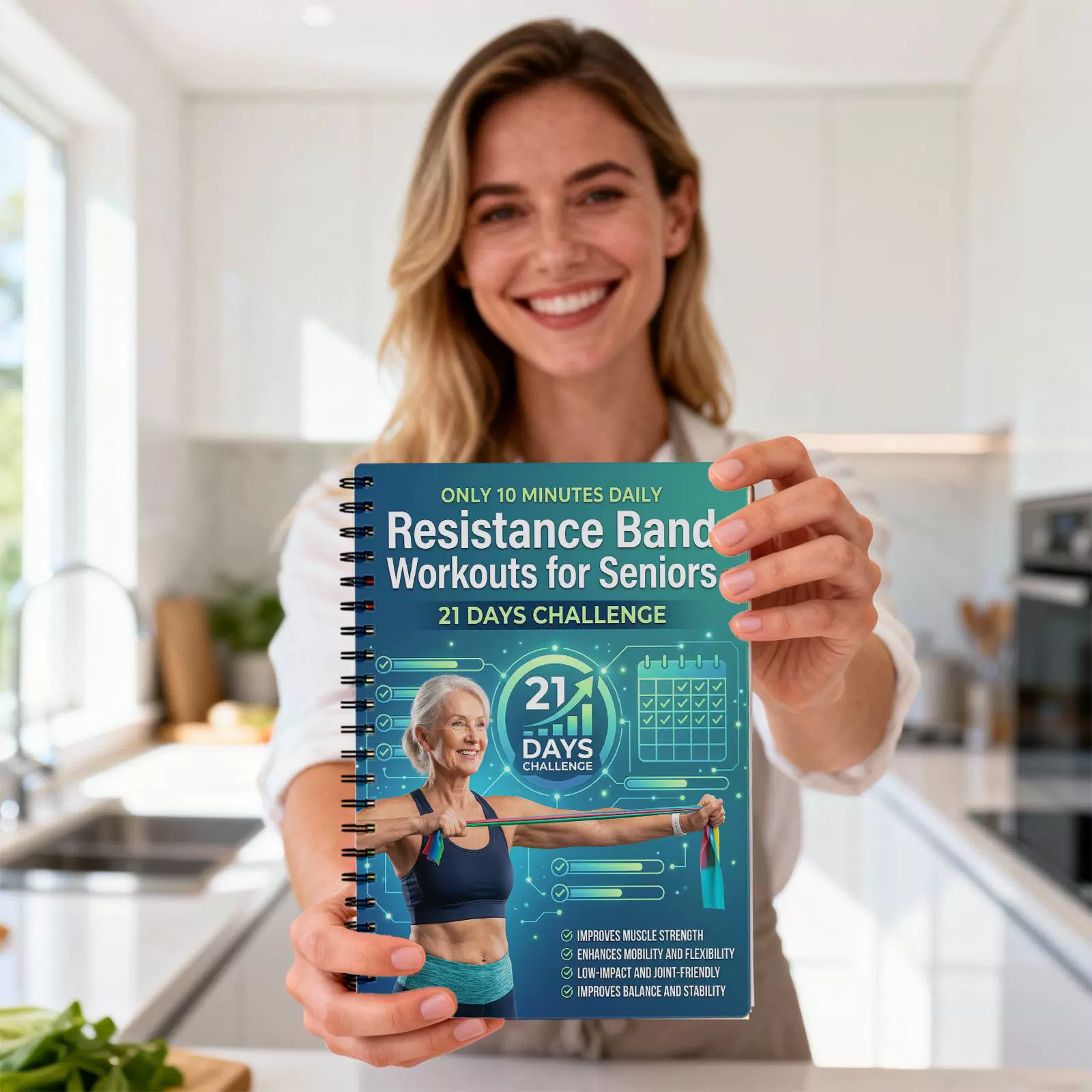 Fitness Journal Planner - Buku Latihan Resistance Band untuk Lansia,